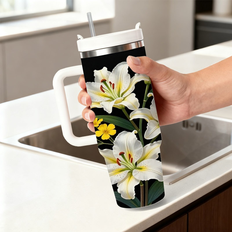 Sublimation Mug White - 40온스 스테인리스 스틸 이중벽 단열 텀블러,