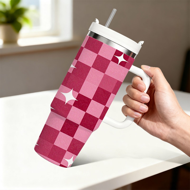 Sublimation Mug White - 40온스 보온 텀블러(스트로우 및 손잡이 포함),